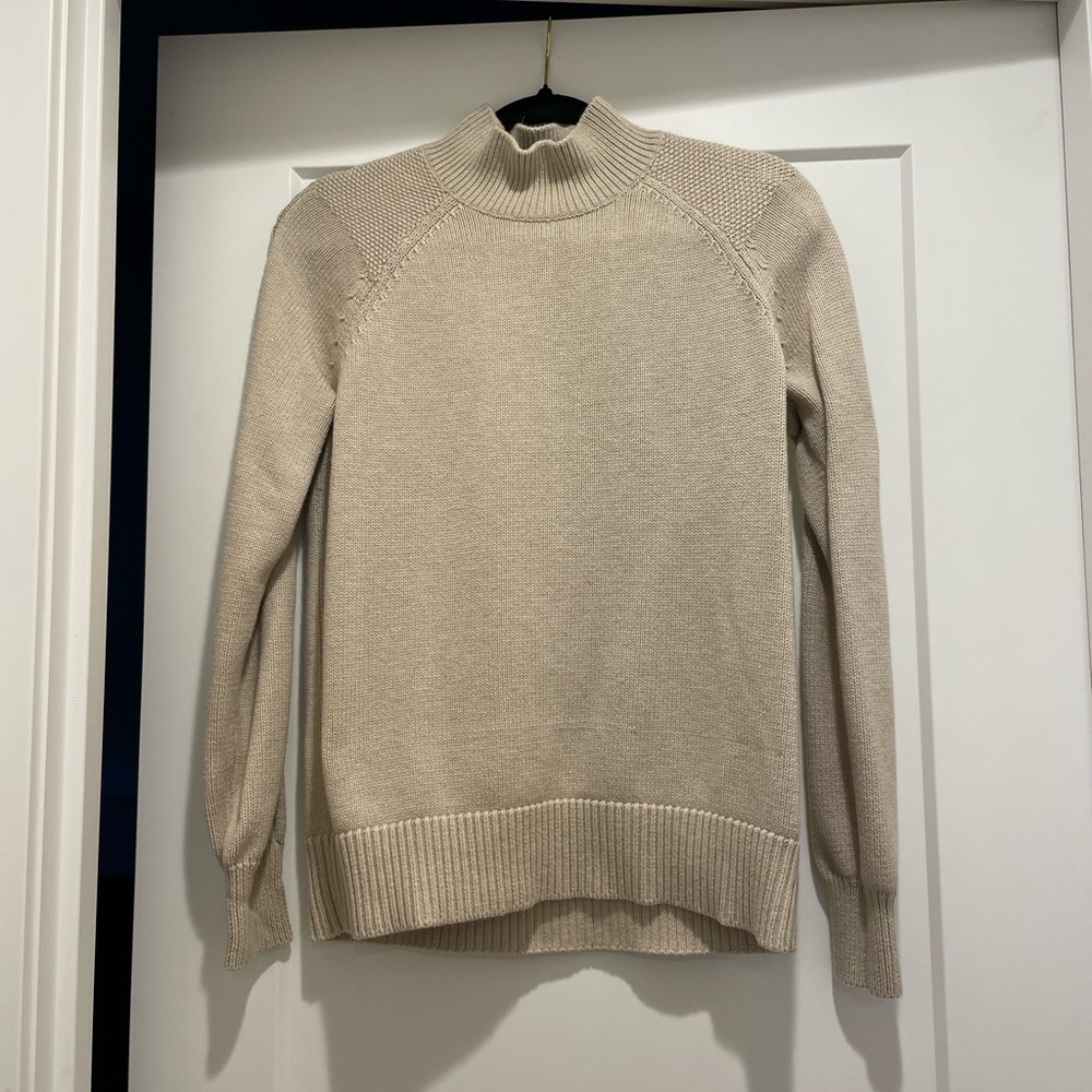Orvis Wool & Cotton Knit Fisherman Sweater in Beige/Cream Size S